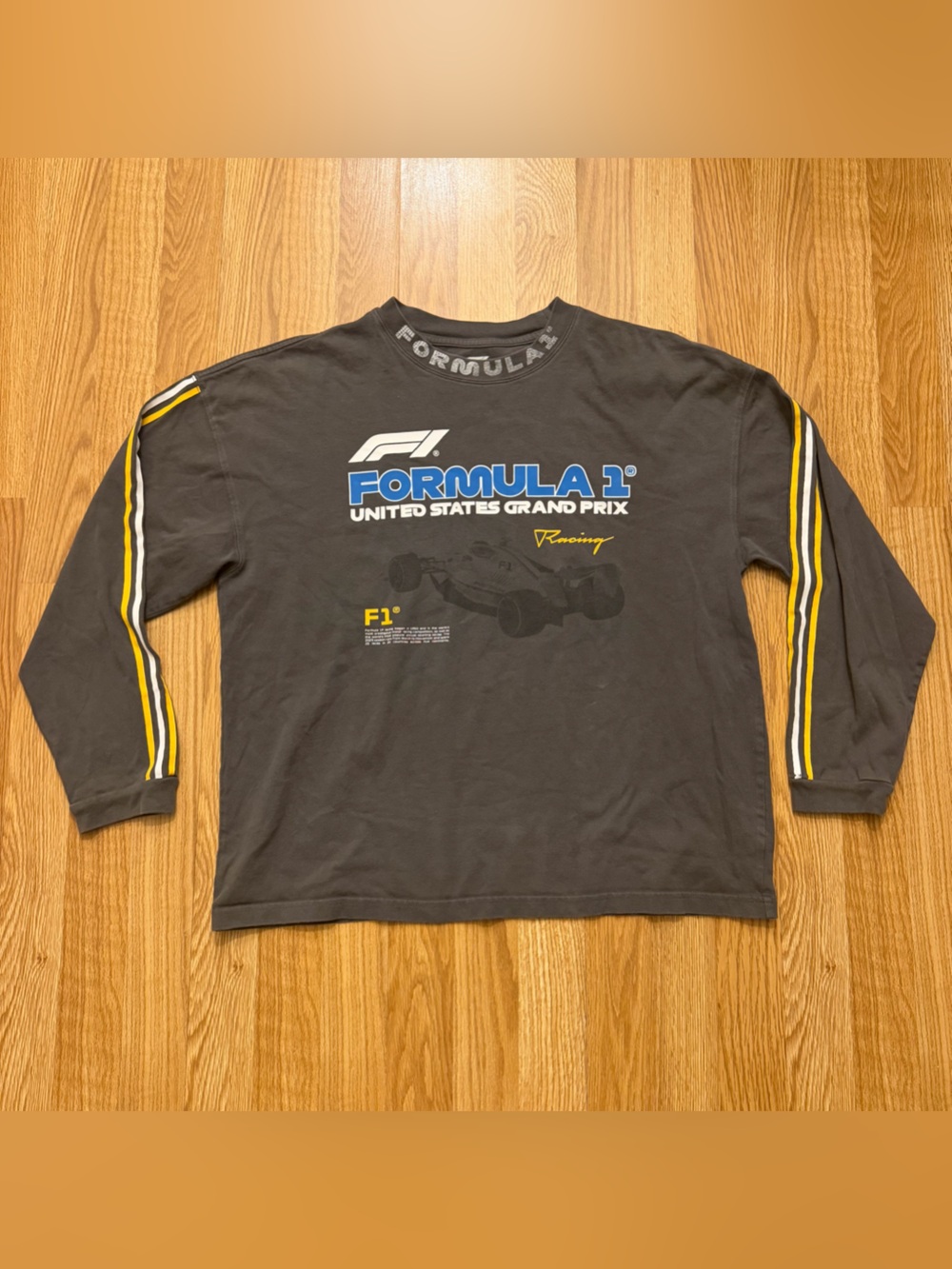 Formula 1 United States Grand Prix Long Sleeve Tee - Gray/Yellow Men’s Medium